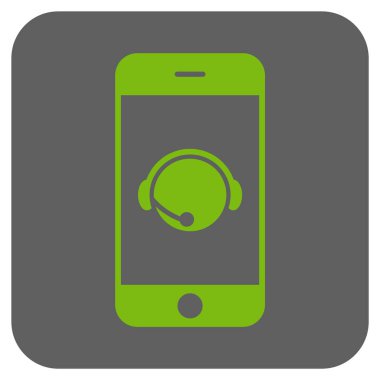 Smartphone işleç iletişim başkanı yuvarlak kare vektör simgesi