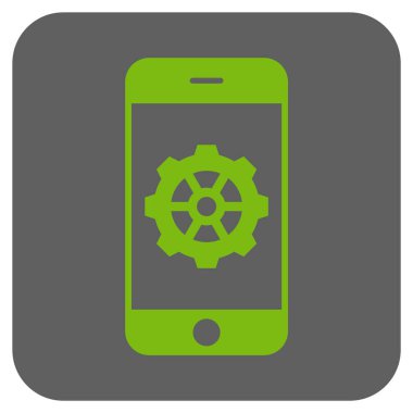 Smartphone seçenekleri dişli yuvarlak kare vektör simgesi