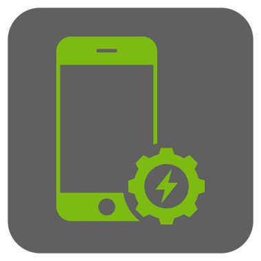 Smartphone güç seçenekleri dişli yuvarlak kare vektör simgesi