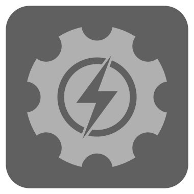 Elektrik enerjisi Cog dişli yuvarlak kare vektör simgesi