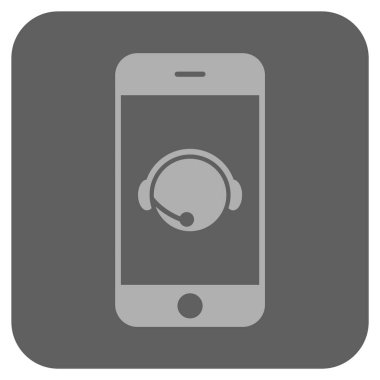 Smartphone işleç iletişim başkanı yuvarlak kare vektör simgesi