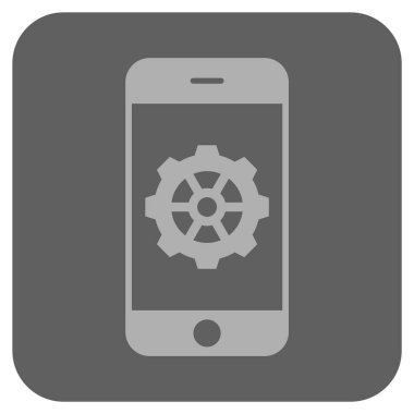 Smartphone seçenekleri dişli yuvarlak kare vektör simgesi