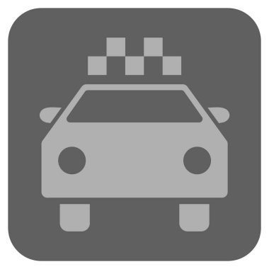 Taksi otomobil yuvarlak kare vektör simgesi