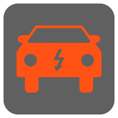 Elektrikli otomobil yuvarlak kare vektör simgesi