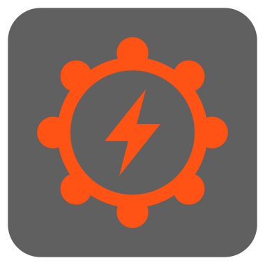 Elektrik enerji dişli yuvarlak kare vektör simgesi