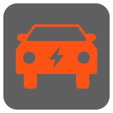 Elektrik enerjisi araba yuvarlak kare vektör simgesi