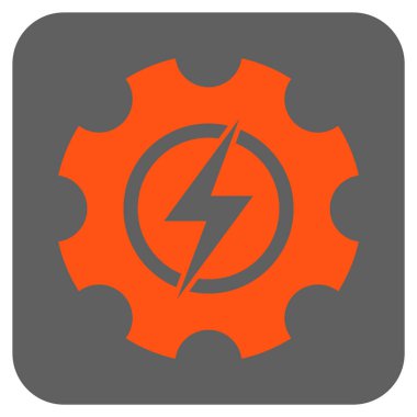 Elektrik enerjisi Cog dişli yuvarlak kare vektör simgesi