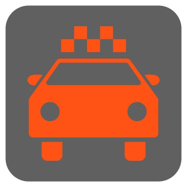 Taksi otomobil yuvarlak kare vektör simgesi