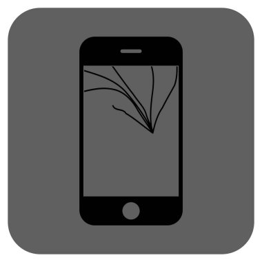 Kırık Smartphone Ekran yuvarlak kare vektör simgesi