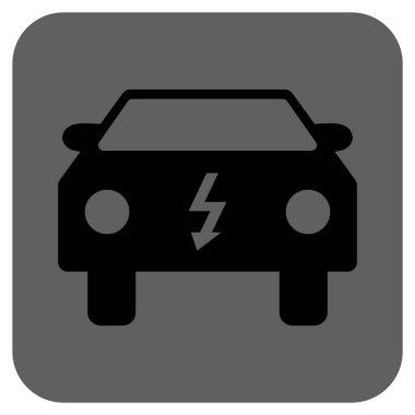 Elektrikli otomobil yuvarlak kare vektör simgesi