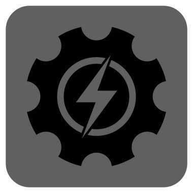 Elektrik enerjisi Cog dişli yuvarlak kare vektör simgesi