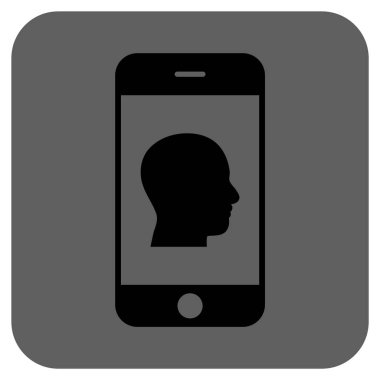 Akıllı telefon iletişim insan portre yuvarlak kare vektör simgesi