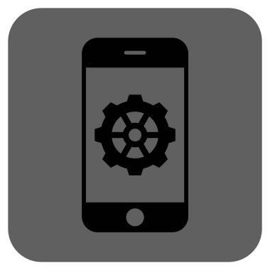 Smartphone seçenekleri dişli yuvarlak kare vektör simgesi