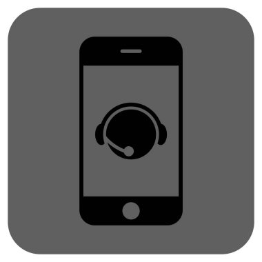 Smartphone işleç iletişim başkanı yuvarlak kare vektör simgesi