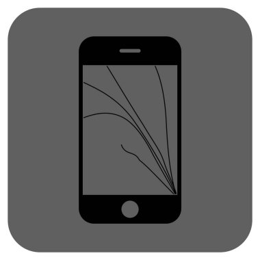 Yuvarlatılmış Kare vektör simge Smartphone Ekran çatlaklar