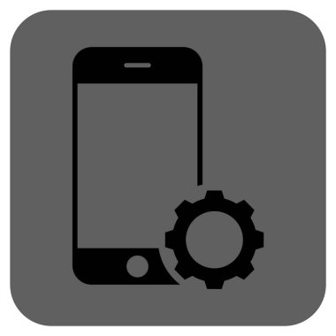 Smartphone Kur dişli yuvarlak kare vektör simgesi
