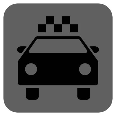 Taksi otomobil yuvarlak kare vektör simgesi