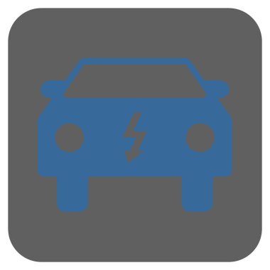 Elektrikli otomobil yuvarlak kare vektör simgesi