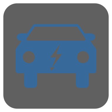 Elektrik enerjisi araba yuvarlak kare vektör simgesi