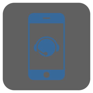 Smartphone işleç iletişim başkanı yuvarlak kare vektör simgesi