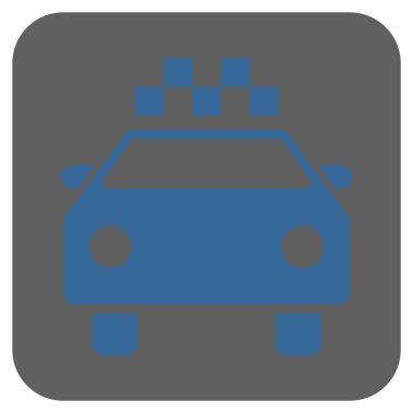 Taksi otomobil yuvarlak kare vektör simgesi