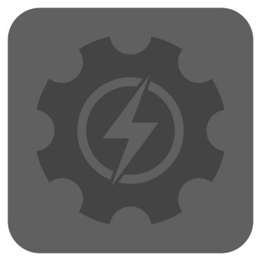 Elektrik enerjisi Cog dişli yuvarlak kare vektör simgesi