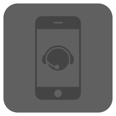 Smartphone işleç iletişim başkanı yuvarlak kare vektör simgesi