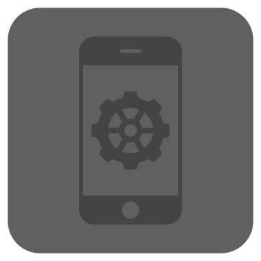 Smartphone seçenekleri dişli yuvarlak kare vektör simgesi