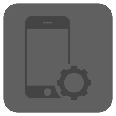 Smartphone Kur dişli yuvarlak kare vektör simgesi