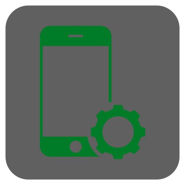 Smartphone Kur dişli yuvarlak kare vektör simgesi