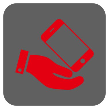 Smartphone teklif el yuvarlatılmış kare vektör simgesi