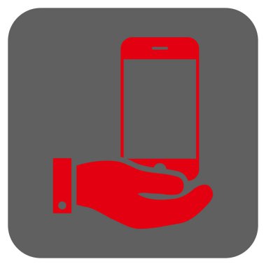 Smartphone teklif el yuvarlatılmış kare vektör simgesi