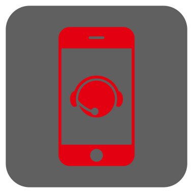Smartphone işleç iletişim başkanı yuvarlak kare vektör simgesi