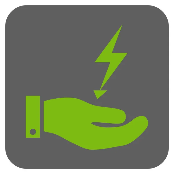 Elektriciteit voorziening handpictogram afgeronde vierkante Vector — Stockvector