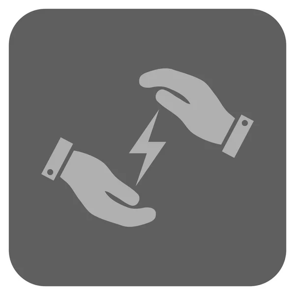 Elektriciteit voorziening zorg handen afgeronde vierkante Vector Icon — Stockvector