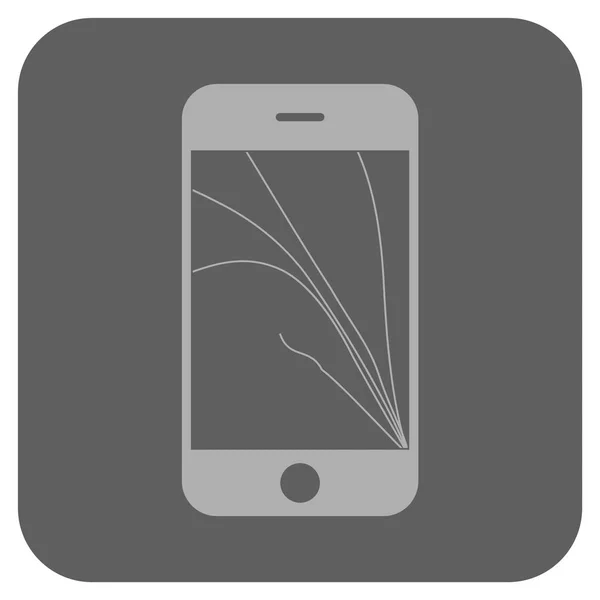 Smartphone écran fissures arrondi carré vectoriel Icône — Image vectorielle