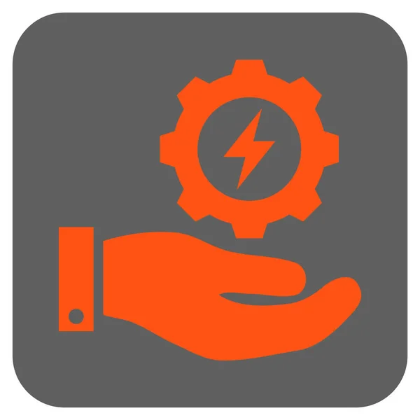 Eletricidade engrenagem serviço mão arredondado vetor quadrado ícone — Vetor de Stock