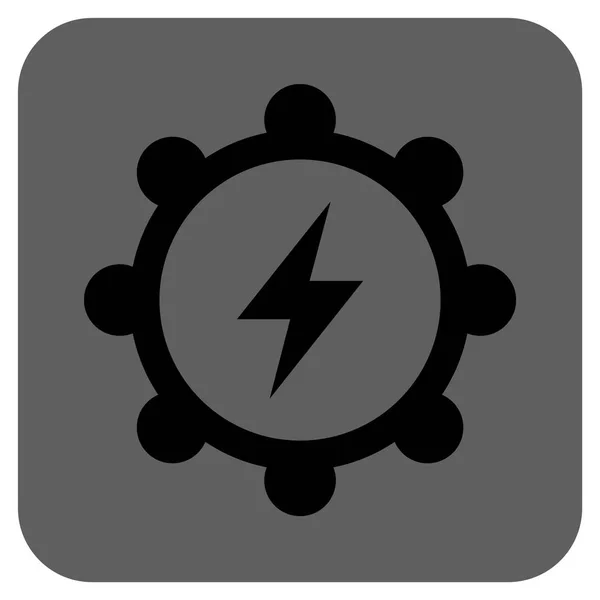 Ícone de vetor quadrado arredondado Cogwheel de energia elétrica — Vetor de Stock