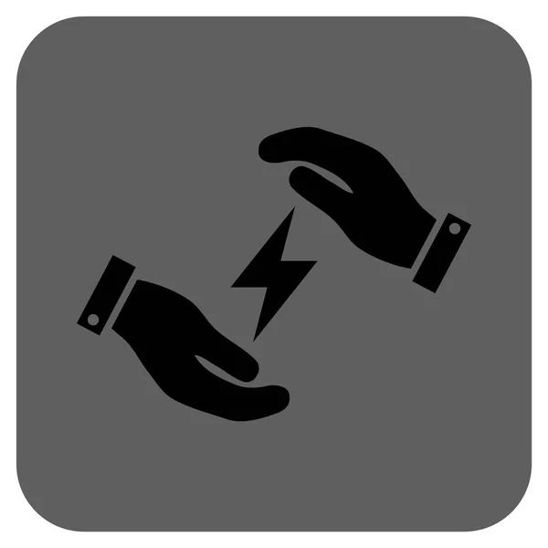Mãos de cuidado de eletricidade arredondado vetor quadrado ícone — Vetor de Stock