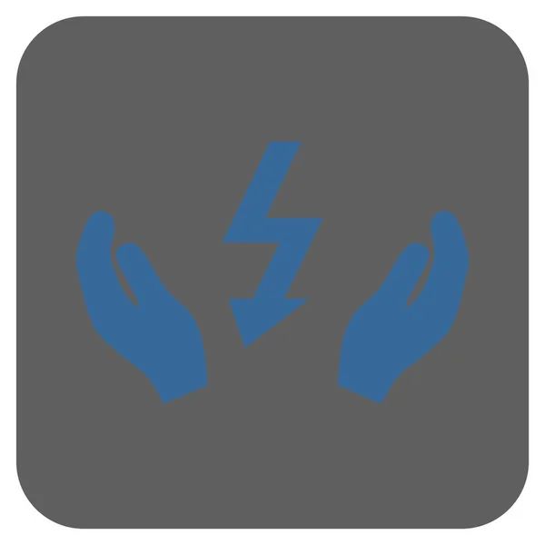 Icono cuadrado redondeado del vector de las manos del mantenimiento de la energía eléctrica — Vector de stock