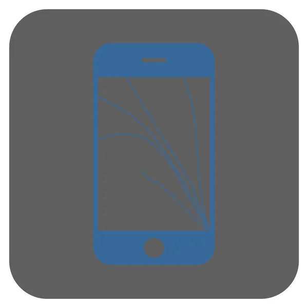 Smartphone écran fissures arrondi carré vectoriel Icône — Image vectorielle