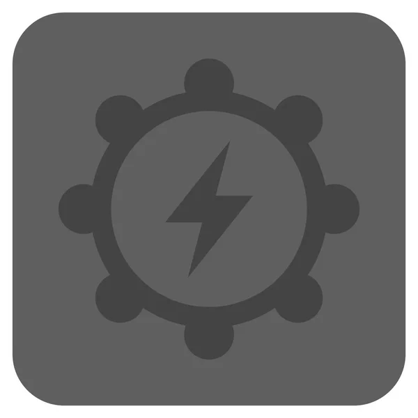 Electric Energy Cogwheel Rounded Square Vector Icon - Stok Vektor