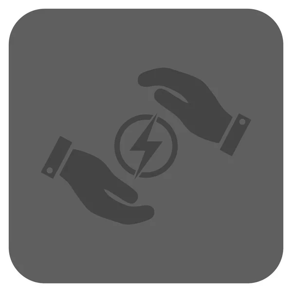 Elektrickou energii pojištění ruce zaoblený čtverec vektorové ikony — Stockový vektor