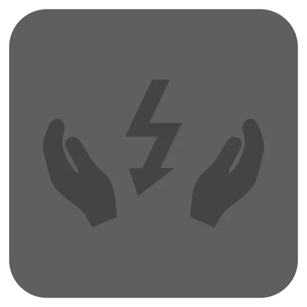 Elektrische noodkrachtbron onderhoud handen afgeronde vierkante Vector Icon — Stockvector