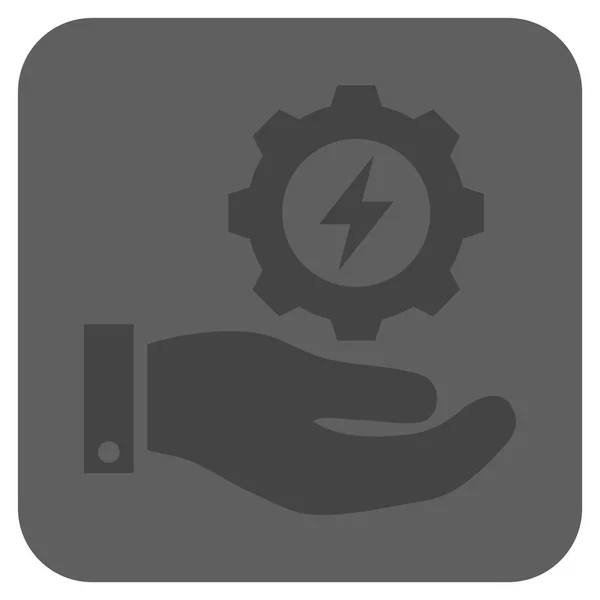 Electricity Gear Service Hand Rounded Square Vector Icon — Stock Vector