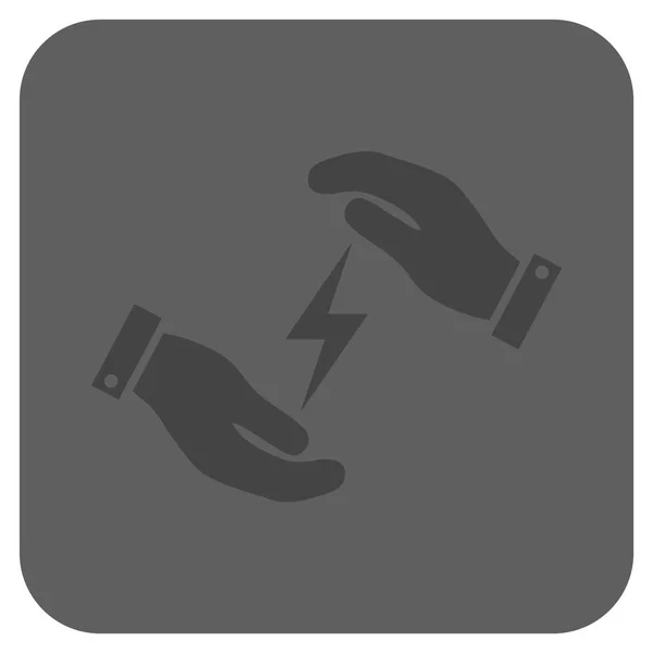 Icono cuadrado redondeado del vector de las manos del cuidado de la fuente de electricidad — Vector de stock