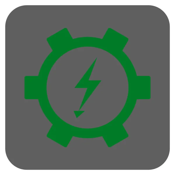 Energia elétrica engrenagem roda arredondada vetor quadrado ícone —  Vetores de Stock