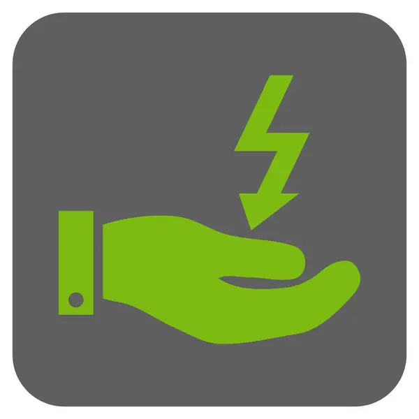 Ícone quadrado arredondado mão do vetor do serviço de energia elétrica — Vetor de Stock