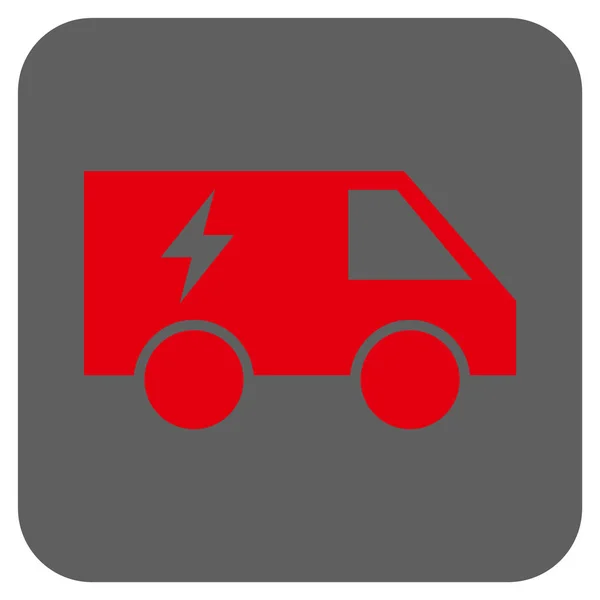 Icono de vector cuadrado redondeado coche eléctrico de la energía — Vector de stock