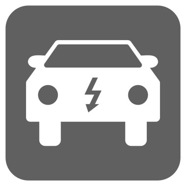 Elektrikli otomobil yuvarlak kare vektör simgesi